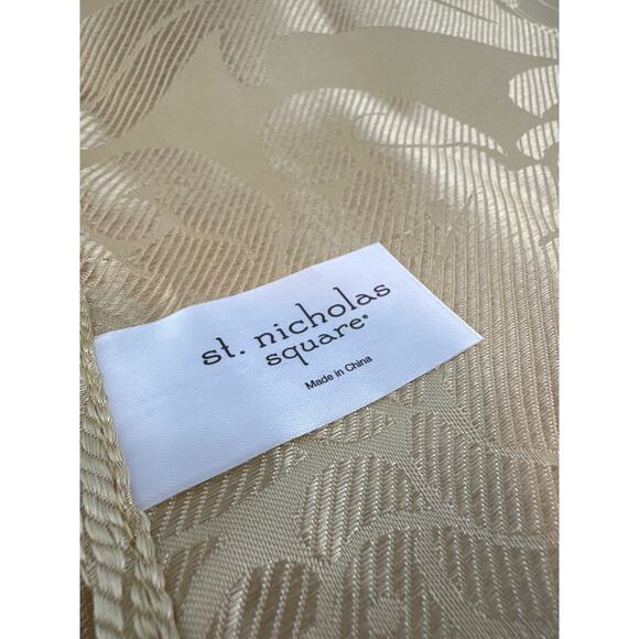 St. Nicholas Square Tablecloth Damask Floral Pattern Beige Neutral Decor - Picture 8 of 8